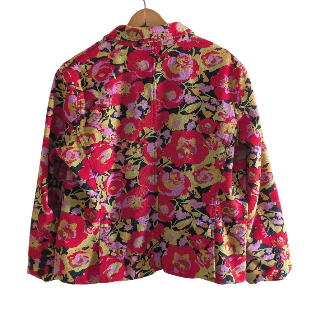 Isaac Mizrahi for Target Floral Cotton Blazer Jacket Red Pink Yellow XL F8170 - Picture 2 of 5